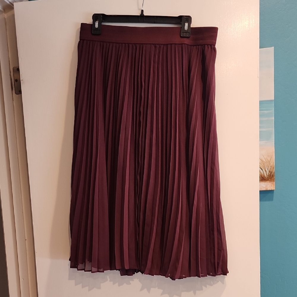 Lane Bryant Burgundy Pleated Midi Skirt